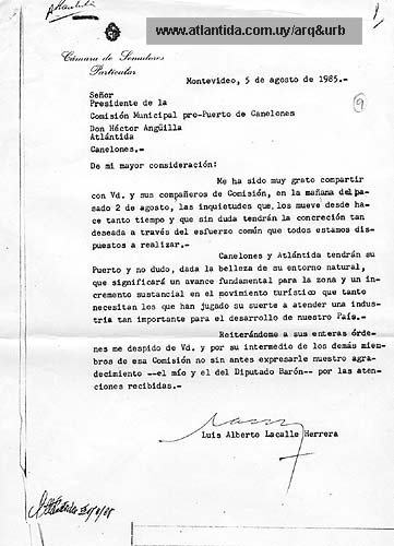 Carta del Sr. Senador Luis A. Lacalle