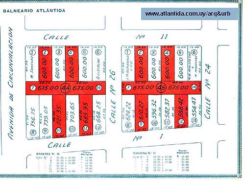 Plano de las manzanas 44 y 45